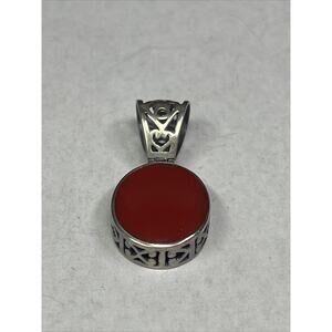 Vintage Silpada Sterling Silver 925 Oval Cabochon Red Stone Pendant No Necklace